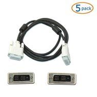 WOVTE DVI to DVI Single Link 18+1 Pin Digital Video Monitor Cable 6ft White Pack of 5 N2