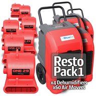 BlueDri RestoPack1 includes 4x 76 Pint PPD Stackable Commercial Dehumidifiers 60x 1/3 HP 3 Speed 2.9 Amp One-29... N5