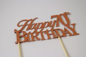 All About Details Copper Happy-70th-birthday Cake Topper