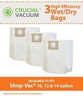 3PK Shop Vac 10 Gallon, 12 Gallon &amp; 14 Gallon Bags; Fits ShopVac 10 Gallon, 12 Gallon &amp; 14 Gallon Wet/Dry Vacuums...