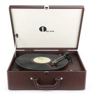 1byone Suit-case Style Turntable with Speaker, Bluetooth support and Vinyl-To-MP3 Recording, Belt Driven Record... N4