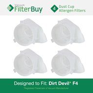 4 - Dirt Devil F4 Dust Cup Replacement Filters, Part # 1MB1960B00, 2ME1950001, 3ME1950001. Designed by FilterBuy...