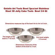 Gelatin Art Tools Bowl 3pcs/set Stainless Steel 3d Jelly Cake Tools Bowl 3/4 Qt N5