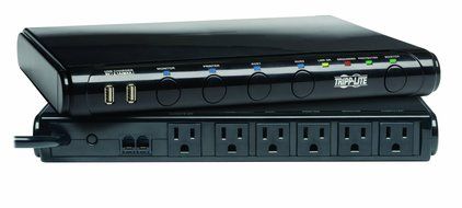 Tripp Lite Isobar 6 Outlet Under-Monitor Surge Protector, Dual USB Charging Ports, 8 ft. Cord, &amp; $100K INSURANCE...