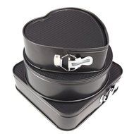 3 Springform Cake Pan Baking Bake Tray Tins Heart Square Round N4