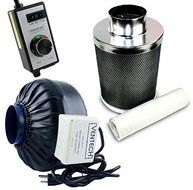 VenTech VT IF4+CF4-B Inline Exhaust Blower Fan with Carbon Filter and Variable Speed Controller, 190 CFM, 4"