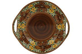 Polish Pottery Bowl with Handles 10-inch UNIKAT N4