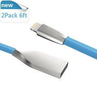 iPhone Charger (Kable Leader) 2 Pack 6ft Flat Noodle Zinc Alloy iPhone Charging Cable for iPhone SE 7 7 Plus 6...