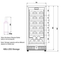 KingsBottle PRO Series 25 Bottle Single Zone Wine Cooler, Black N28