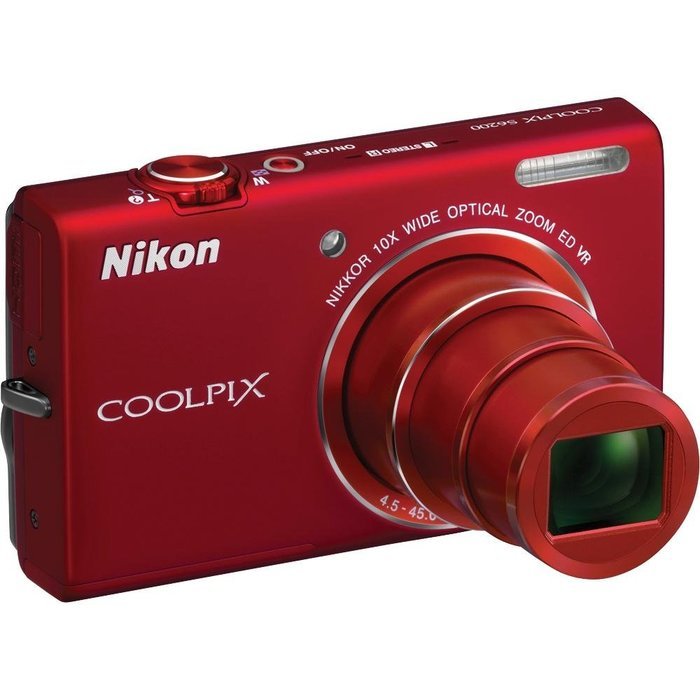 Nikon COOLPIX S6200 16 MP Digital Camera with 10x Optical Zoom NIKKOR ED Glass Lens and HD 720p Video (Red) N3