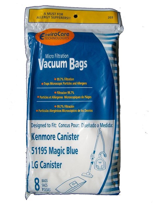 24 Kenmore Type M Sears 51195 Magic Blue LG Vacuum Bags, Ultracare, Canister Vacuum Cleaners, 20-51195, 609323... N2