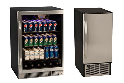Edgestar 148 Can Stainless Steel Beverage Cooler & 45lb Stainless Steel Clear Icemaker N2