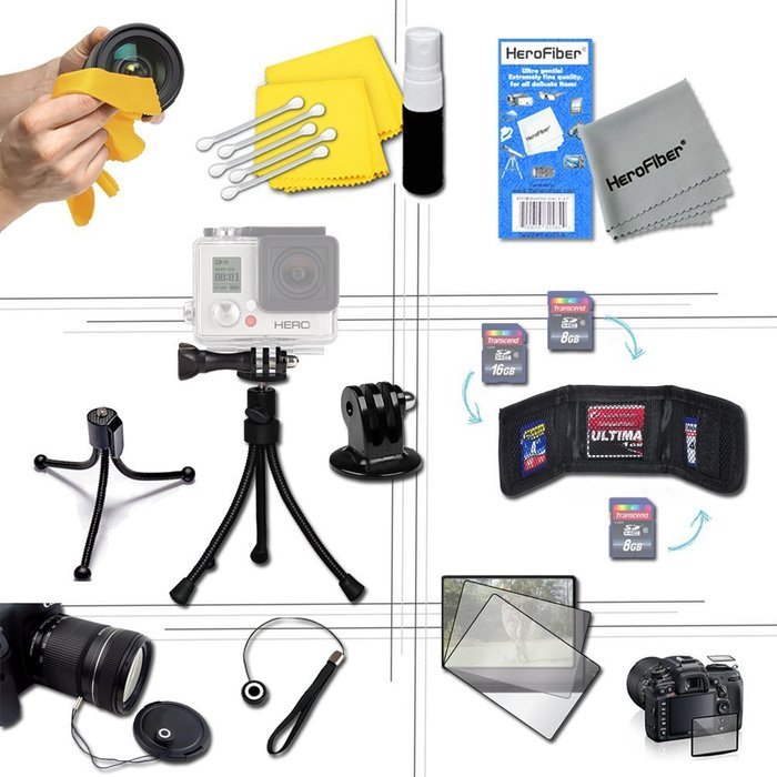 Xtech&reg; FAMILY & FRIENDS Accessories KIT for GOPRO HERO4 SESSION, HERO4, HERO 4 3+ 3 2 1 Hero4 Hero3 Hero2, Hero...