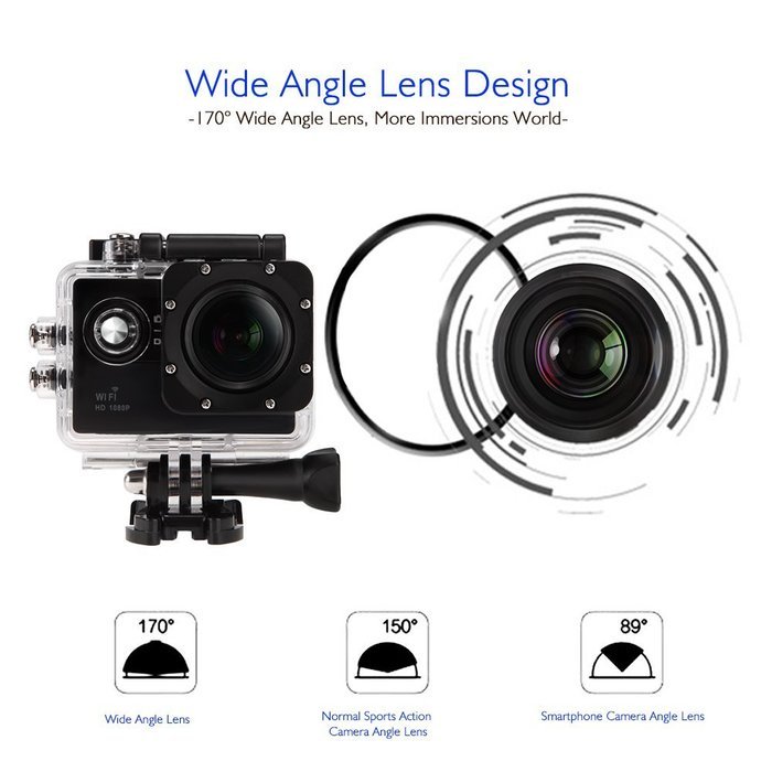 GBB WIFI 12MP 2.0" LCD HD 1080P 170&deg; Wide Angle Sports DV Waterproof Action Camera Camcorder, Update 25mm Diameter... N6