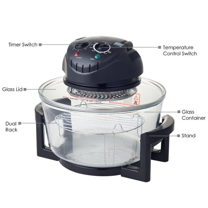 Excelvan 12 Quart 1200W Halogen Rack Tabletop Convection Countertop Cooking Toaster Oven,White N2