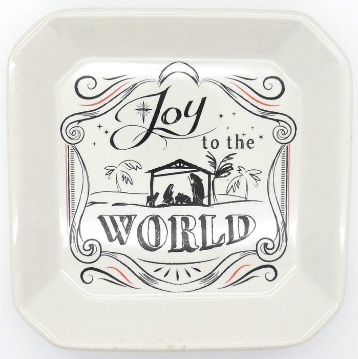 Joy to the World 6" X 6" Ceramic Tidbit Tray - Nativity