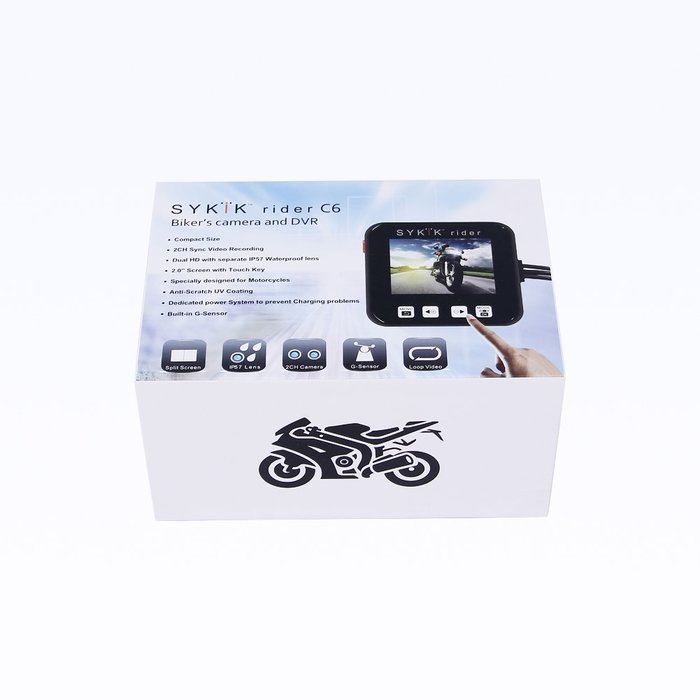 Biker's Camera, SYKIK rider SYBC6L Motorcycle Action Camera, Sport camera and DVR. Front camera and back camera . N5