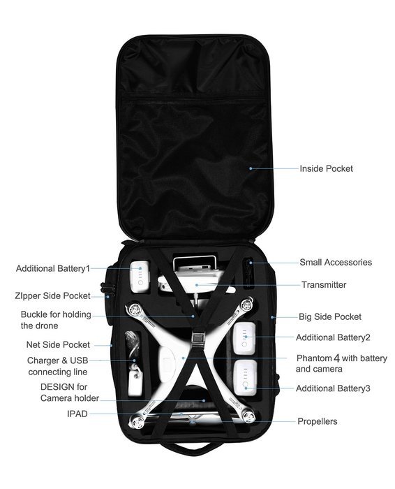 DJI Phantom 4 Backpack, also Fits Phantom 3 Model Quadcopter Drones, ULTRA HIGH END, Water Resistant, Fits Accessories... N9