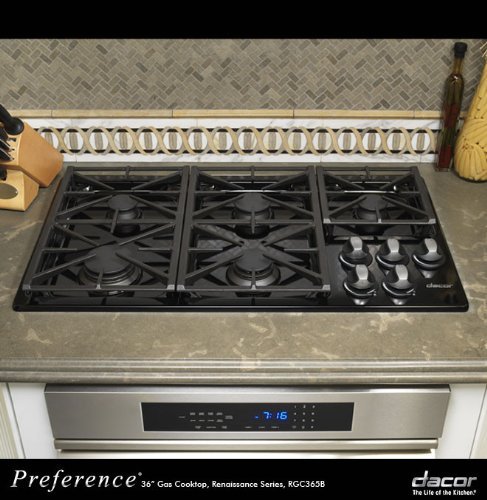 RGC365BNG Renaissance 36" Natural Gas Cooktop With 2-12" & 1-10" Platform Grates 5 Sealed Burners