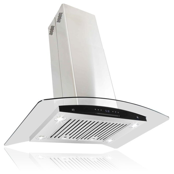 AKDY New 30" European Style Island Mount Stainless Steel Range Hood Vent Swiping Sensor Control W/Both Side Accessible... N5