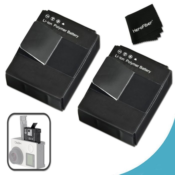 2 High Capacity Battery Replacement of GoPro AHDBT-201, AHDBT-301, AHDBT-302 Batteries for GoPro HERO3 Hero 3,...