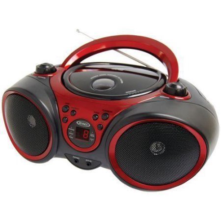 Foldable Carrying Handle, Portable Stereo CD Player with AM/FM Stereo, Red/Black N2