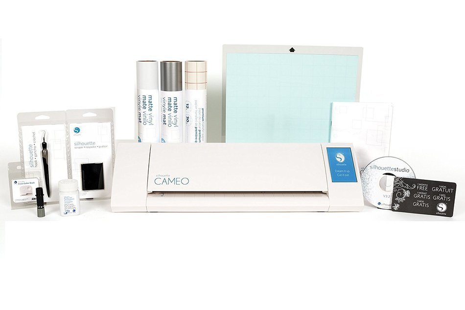 Silhouette Cameo II Machine + Large Starter Bundle, 2 Vinyl Rolls, Transfer Paper, Glass Etching Cream, Tools,...