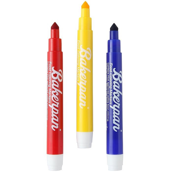 Bakerpan Food Coloring Markers, Standard Tip, Primary Colors Blue Red & Yellow, Set of 3 N2