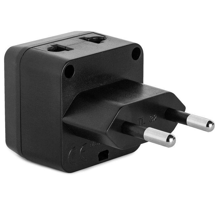 Yubi Power 2 in 1 Universal Travel Adapter with 2 Universal Outlets - Built in Surge Protector - 3 Pack - Black... N64