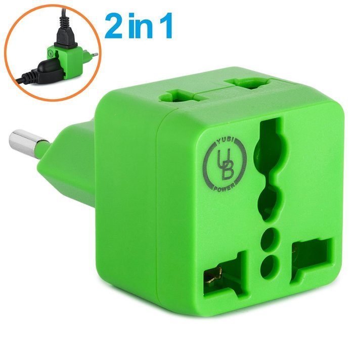 Yubi Power 2 in 1 Universal Travel Adapter with 2 Universal Outlets - Built in Surge Protector - 3 Pack - Black... N67