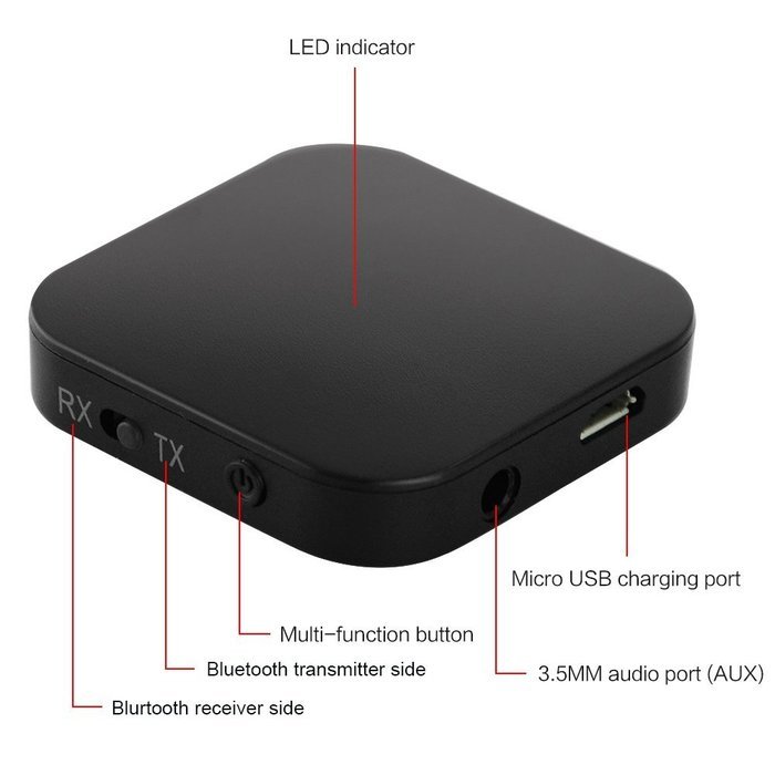Jhua 2 in 1 Bluetooth Stereo Receiver and Transmitter Wireless Audio Adapter/ Kit with 3.5mm Stereo Output for...
