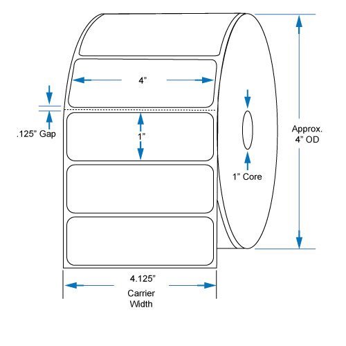 800540-105 Compatible KENCO&reg; Brand 4 inch x 1 inch with perf Direct Thermal Labels to fit Eltron or Zebra Printers...