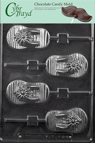 Cybrtrayd M212 Flip-Flop Lolly Chocolate Candy Mold with Exclusive Cybrtrayd Copyrighted Chocolate Molding Instructions