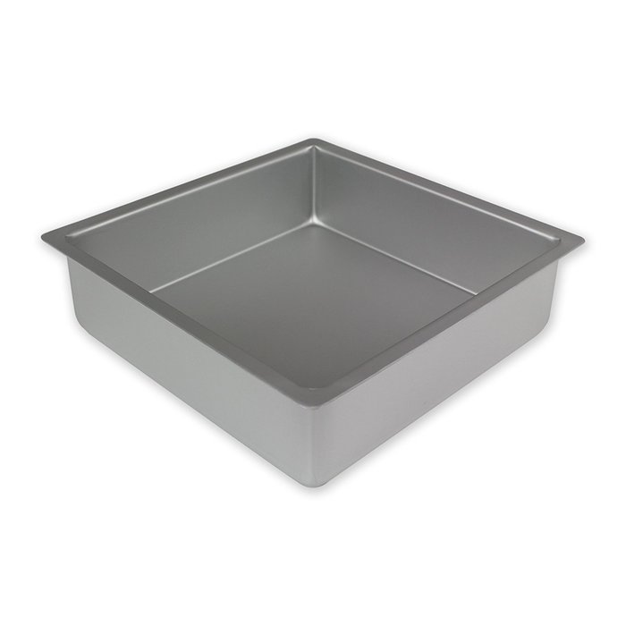 PME Square 12" x 12" x 3" Seamless Professional Aluminum Baking Pan, Silver N2