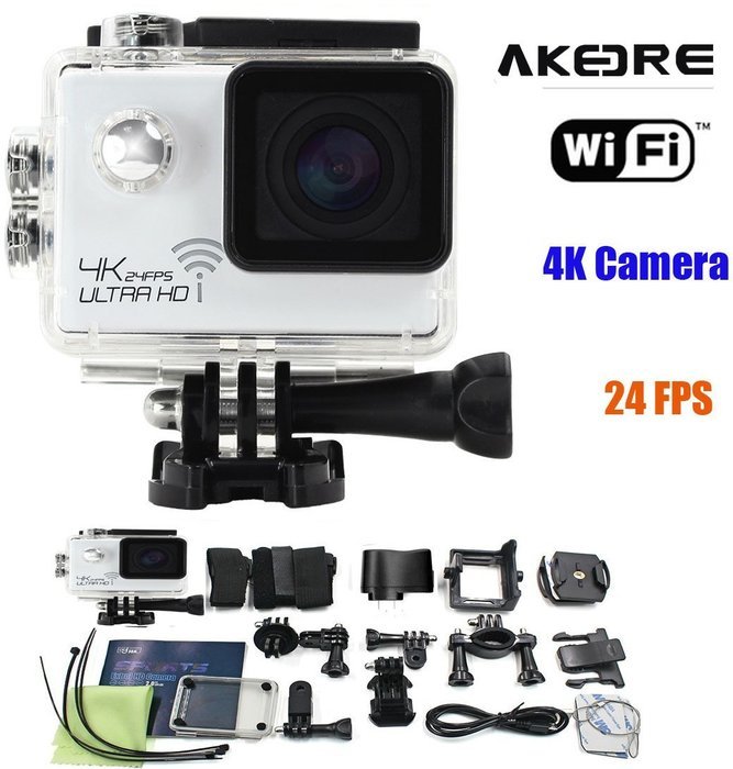 Action Camera ,AKEDRE&reg; 4k 24FPS Ultra HD Wifi 2.0 Inch 170&deg;wide Angle Lens Waterproof Car DVR Sports Dv Outdoor... N14