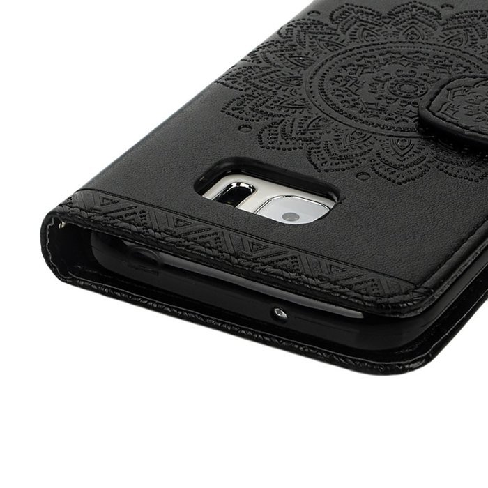 S7 Edge Case,Samsung Galaxy S7 Edge Case - Badalink 3D Embossed Flower Wallet Magnetic Flip Cover PU Leather Kickstand... N32
