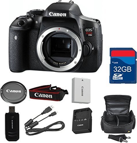 Canon T6i Digital SLR Body (No Lens) Deluxe Bundle + High Speed 32GB Memory Card + High Speed Reader + Wi-Fi Enabled...
