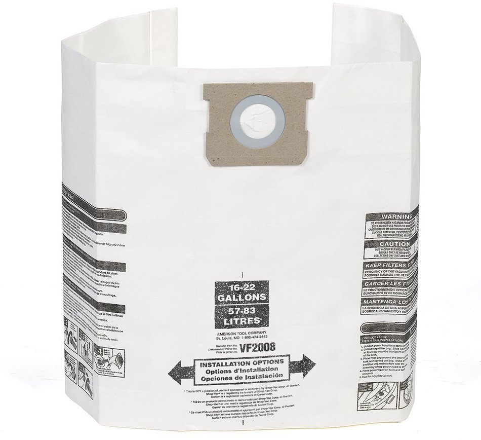 Multi-Fit Wet Dry Vacuum Bags VF2008 General Dust Filter Bag (3 Shop Vacuum Bags), Bag Filter For Most 15-Gallon... N4