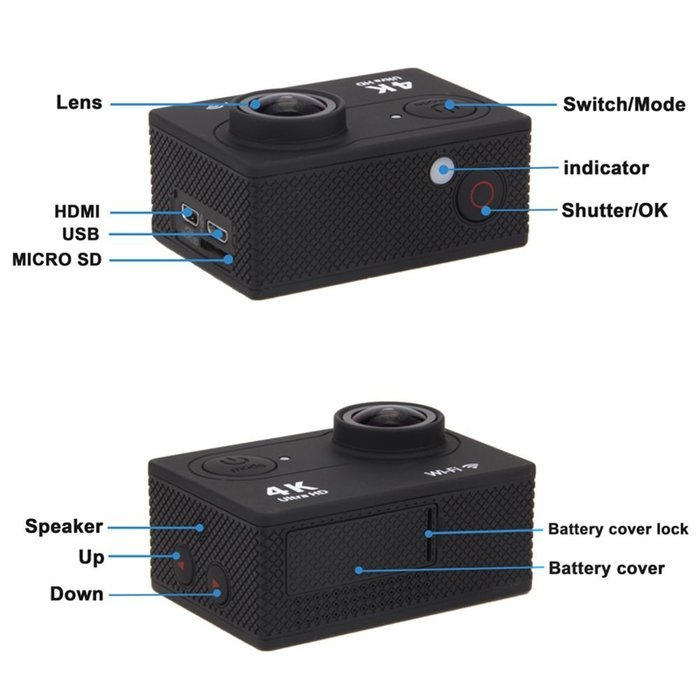 MARVUE MA90 4K WIFI Sports Action Camera FULL HD 1080P 60fps 16MP Waterproof Digital Video Recorder (SILVER) N6
