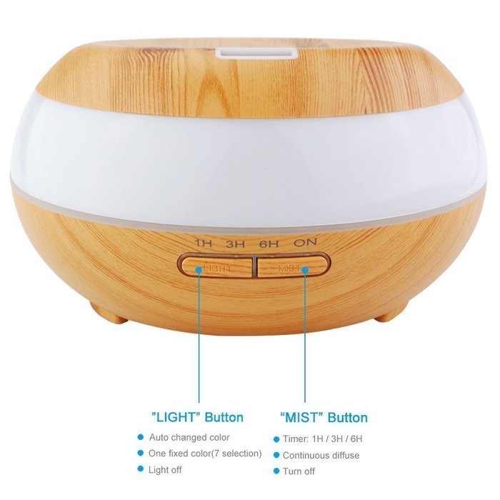 YTE 300ml Aroma Essential Oil Wood Grain Ultrasonic Cool Mist Humidifier N3