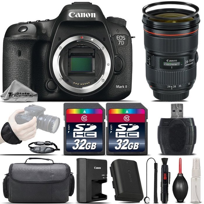 Canon EOS 7D Mark II DSLR Camera with Built-In GPS Receiver & Digital Compass + Canon EF 24-70mm f/2.8L II USM...