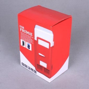 RioRand Mini Usb-powered Fridge Beverage Cooler for Drink Cans in Cubicle and Home Office (Red) N5