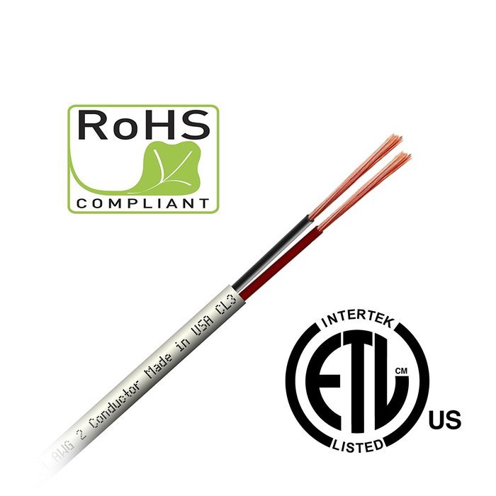 Master Cable - 14 Gauge 105 Strand CL3 Rated 2-conductor Pure Copper Cable USA Made (500 FT)