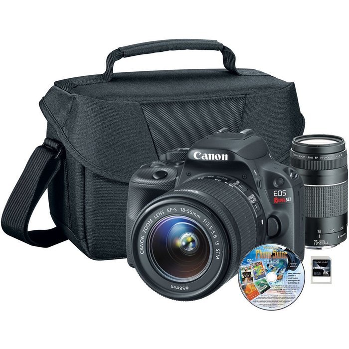 EOS Rebel SL1 18MP SLR Camera, 18-55mm Lens, 75-300mm Lens, EPS Shoulder Bag, Photo Suite Deluxe Software, 8GB...