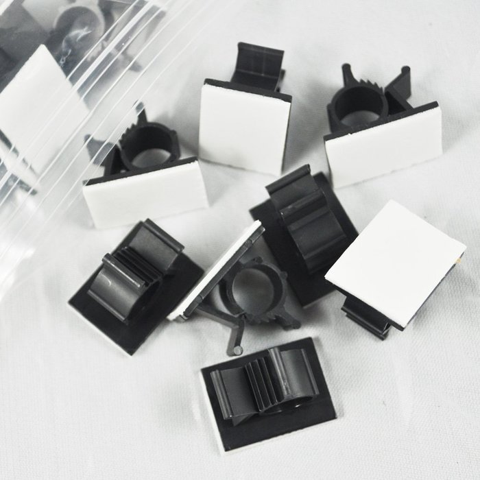 Mintbon 25pcs Black Adhesive Backed Nylon Wire Adjustable Cable Clips Clamps