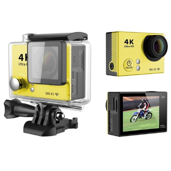 Sport Camera, TONSEE H2 Super Slim Ultra HD 4K Video Sport Camera 170 Degrees Wide Angle, Yellow N2