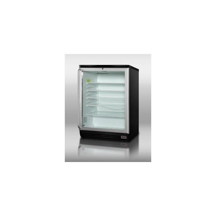 Summit SCR600BLPUBSH: Commercial glass door beverage center for red wine and ale, w/digital thermostat, black... N3