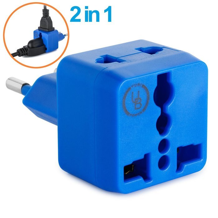 Yubi Power 2 in 1 Universal Travel Adapter with 2 Universal Outlets - Built in Surge Protector - 3 Pack - Black... N72