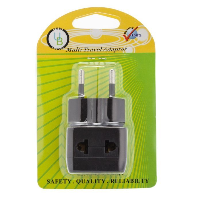Yubi Power 2 in 1 Universal Travel Adapter with 2 Universal Outlets - Built in Surge Protector - 3 Pack - Black... N79