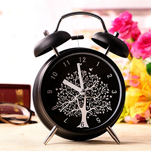 Surborder Shop 4 inch Twin Bell Analog Alarm Clock Loud Alarm Clock- Tree N4